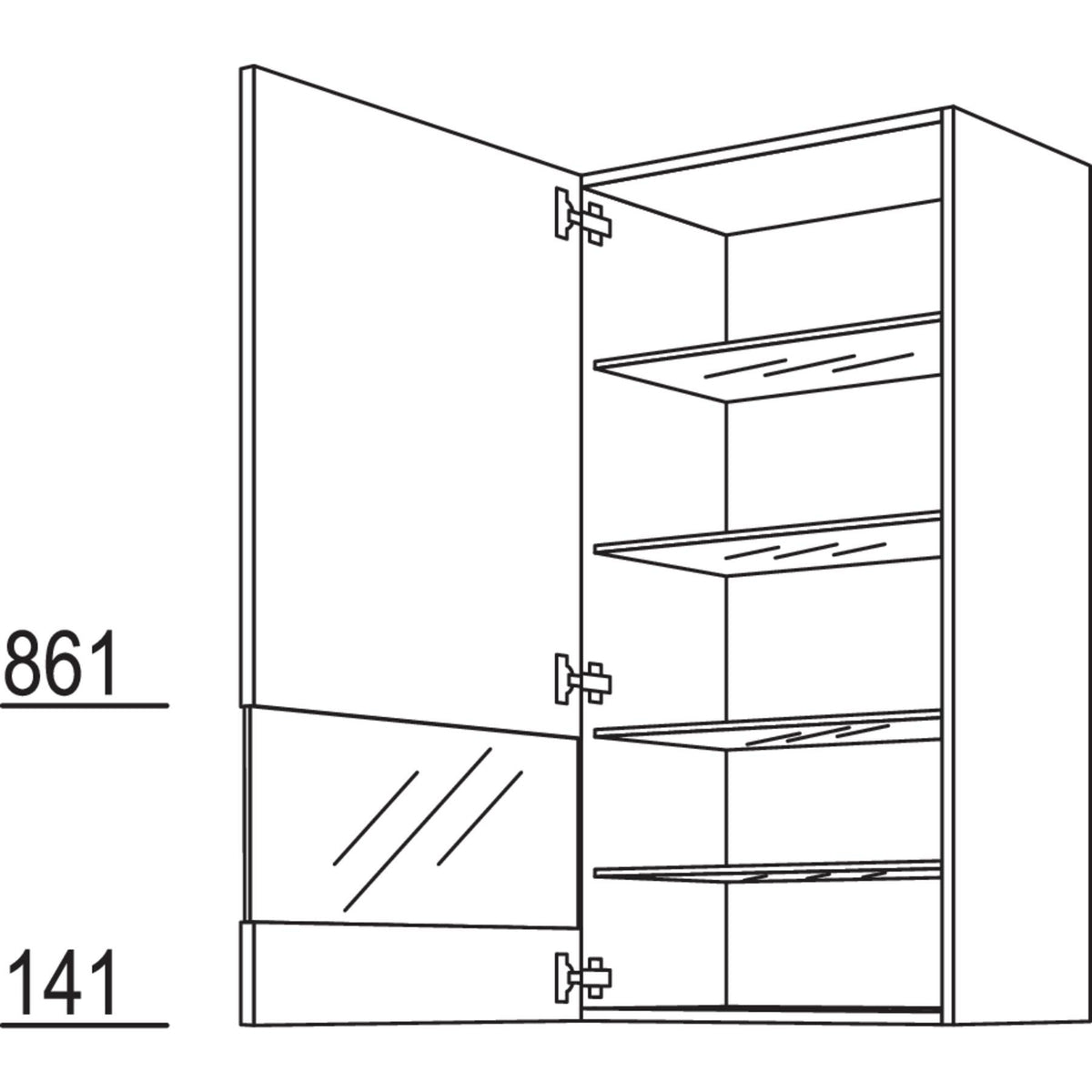 Nobilia Wandschrank Segmentglastuer WGLS60-130 25553