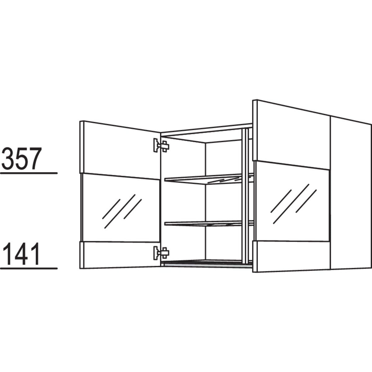 Nobilia Wandschrank Segmentglastueren NWGS90-1 64440
