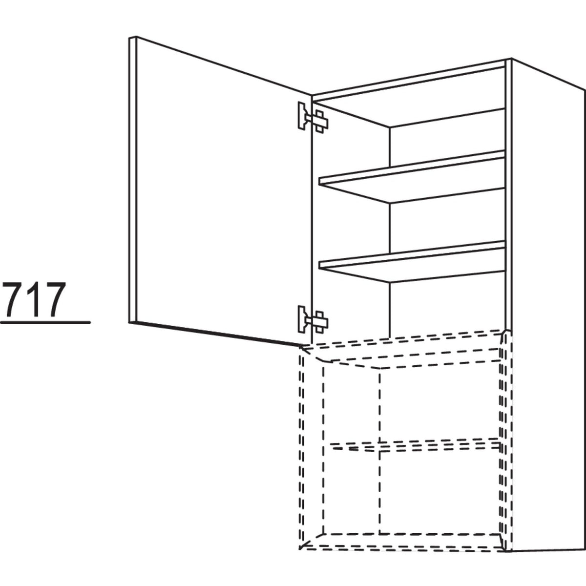 Nobilia Wandschrank fuer Regaleinsatz Case WDCU40-130 25218