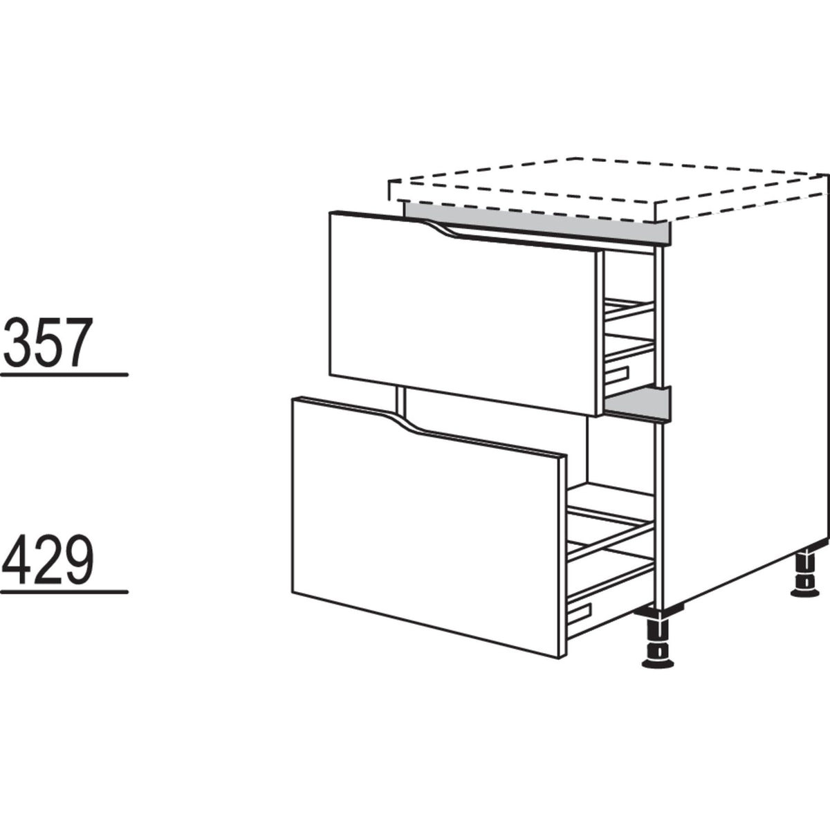 Nobilia XL-Abschluss-Auszugschrank Curve NU2AAC45-X 55506