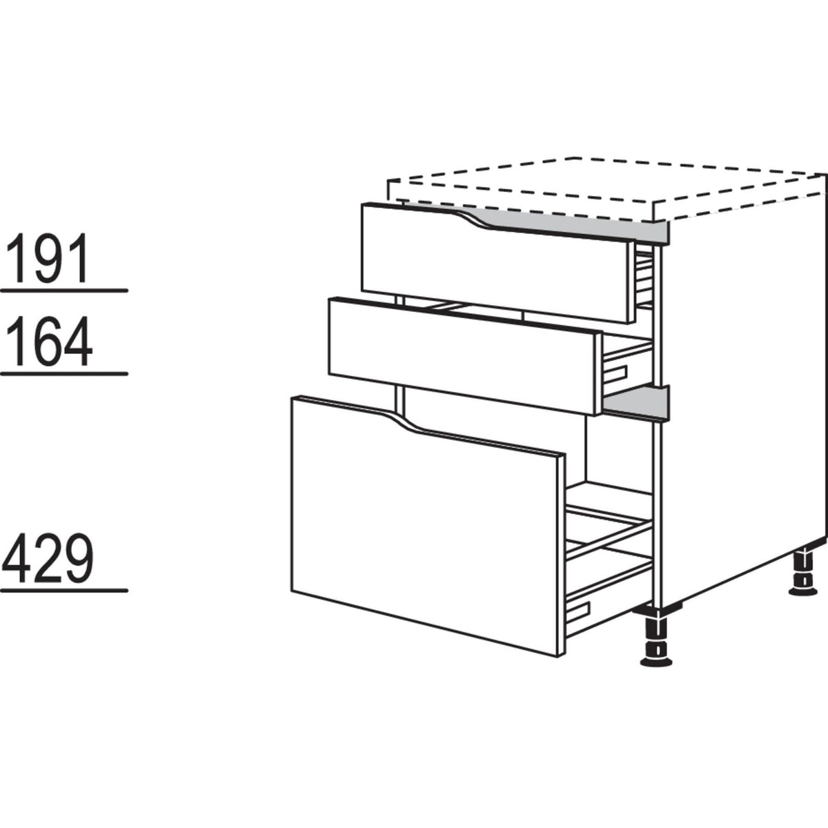 Nobilia XL-Abschluss-Auszugschrank Curve NU2SAAC90-X 55505