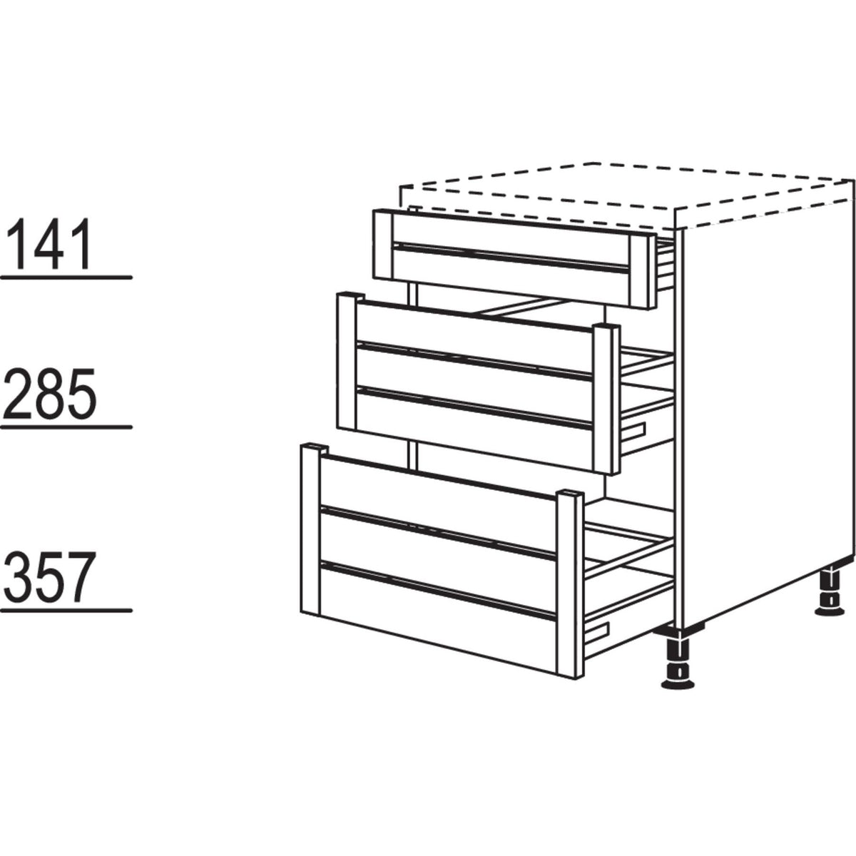Nobilia XL-Auszugschrank Landhaus mit Eiche Massivholzblenden ULM60-X 33706