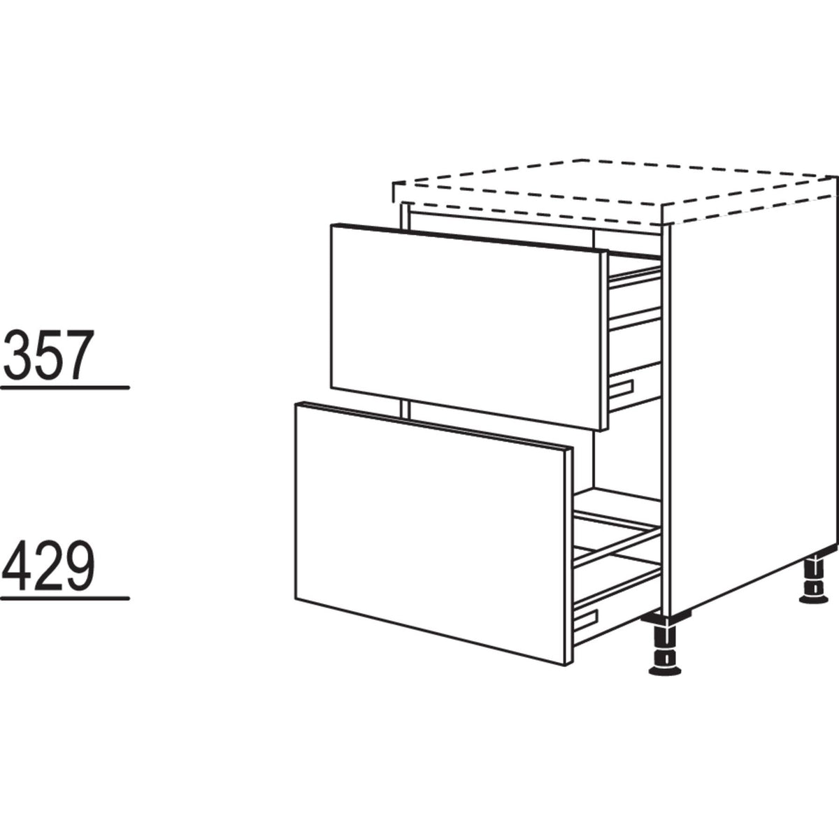 Nobilia XL-Auszugschrank fuer Muelltrennung UDAASA60-X 34217