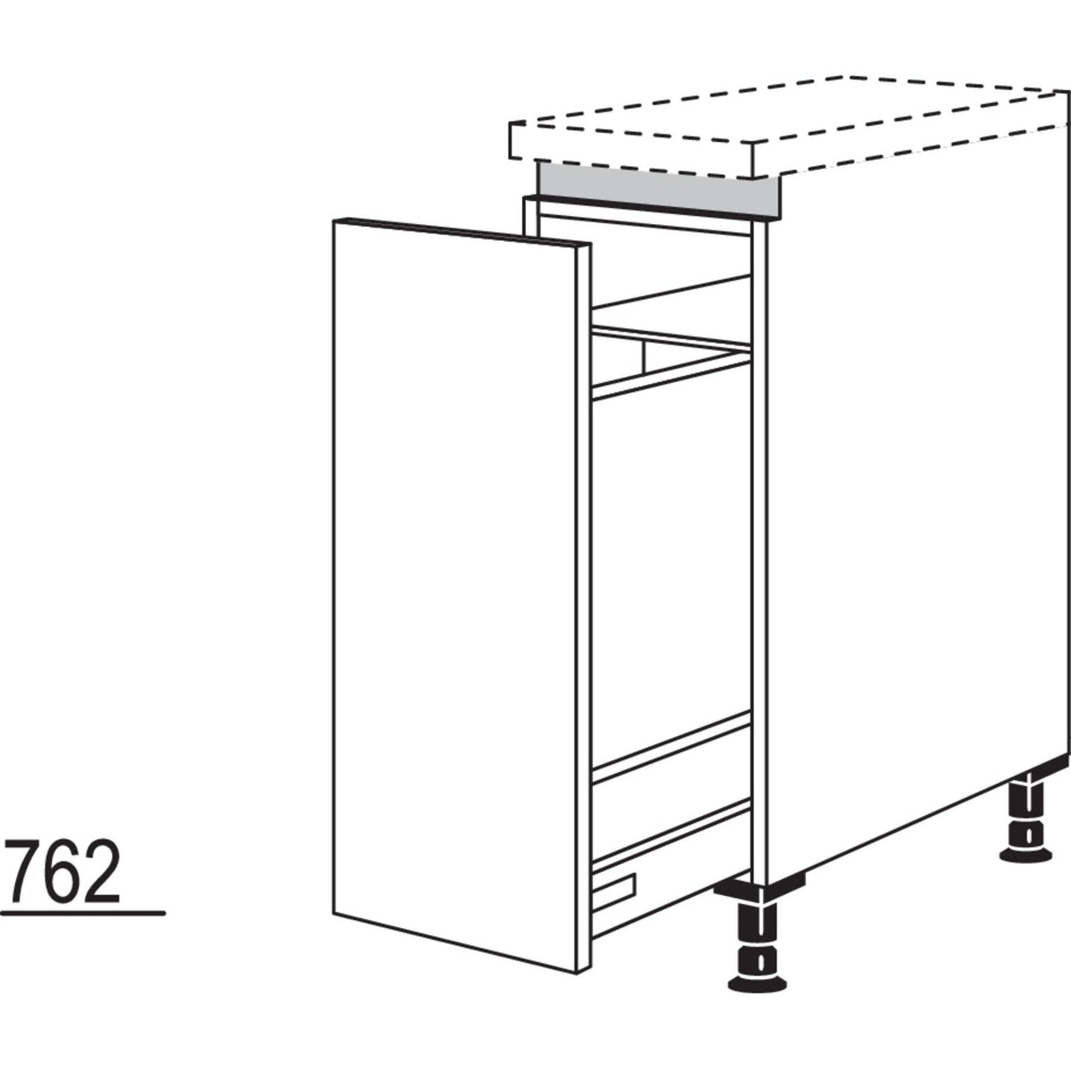 Nobilia XL-Auszugschrank mit Wertstoffsammler NUAWS30-X 57138