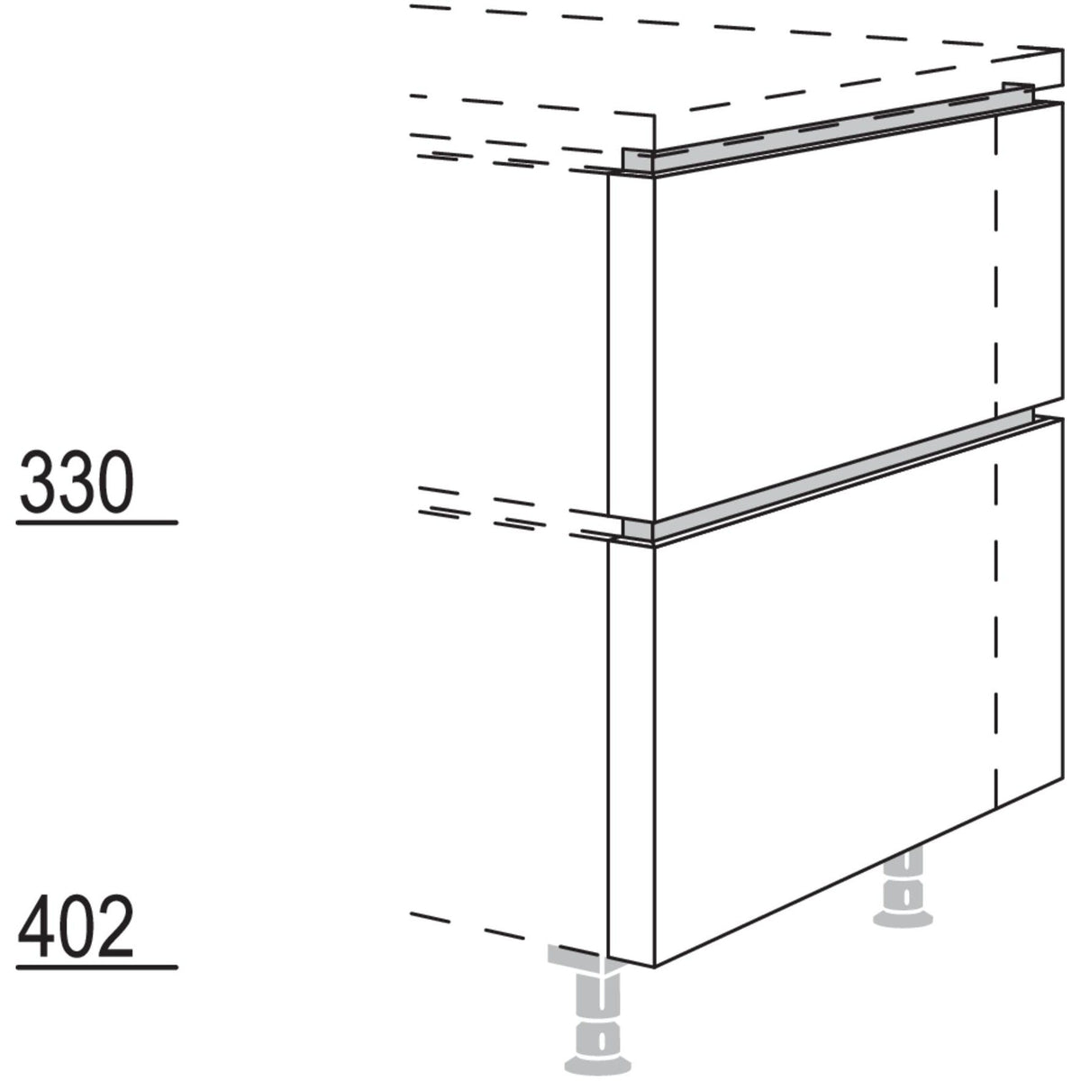 Nobilia XL-Frontwange fuer Raumplanungen in geteilter Optik NUWFRT50-95-X 57970