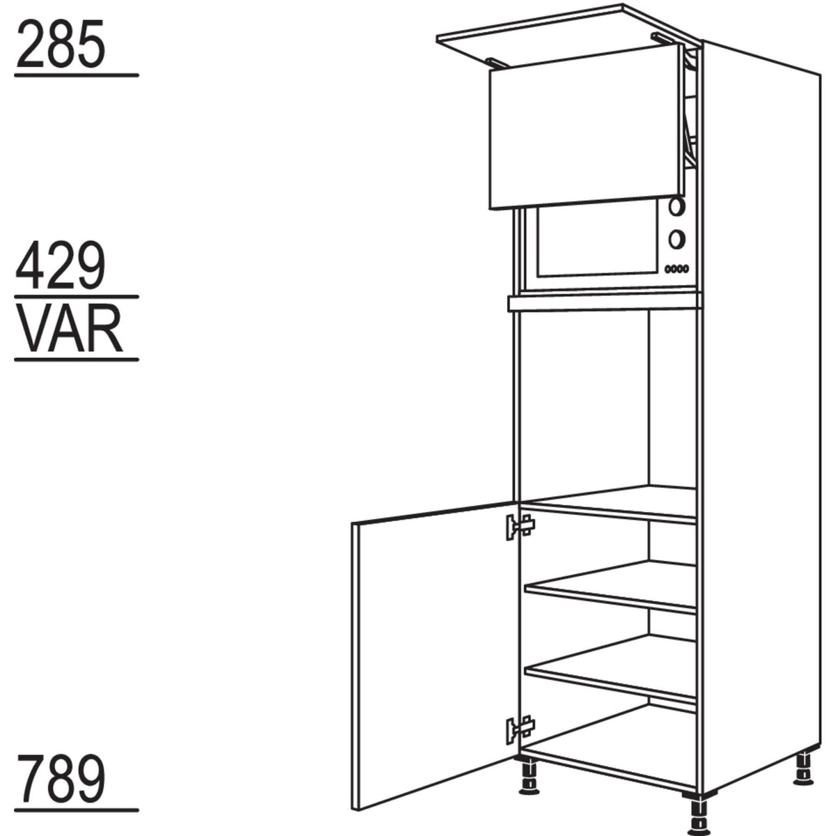 Nobilia XL-Geraete-Umbau Backofen und Mikrowelle mit Lifttuer GDLO-2X 40748