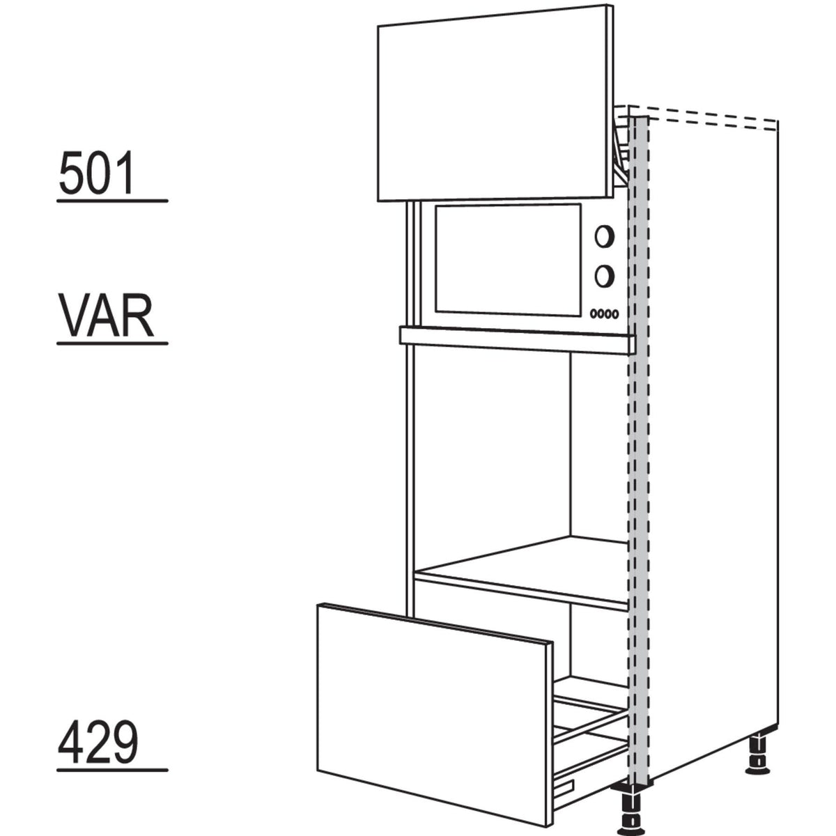 Nobilia XL-Geraete-Umbau Backofen und Mikrowelle mit Lifttuer NGSLOA-X 63449