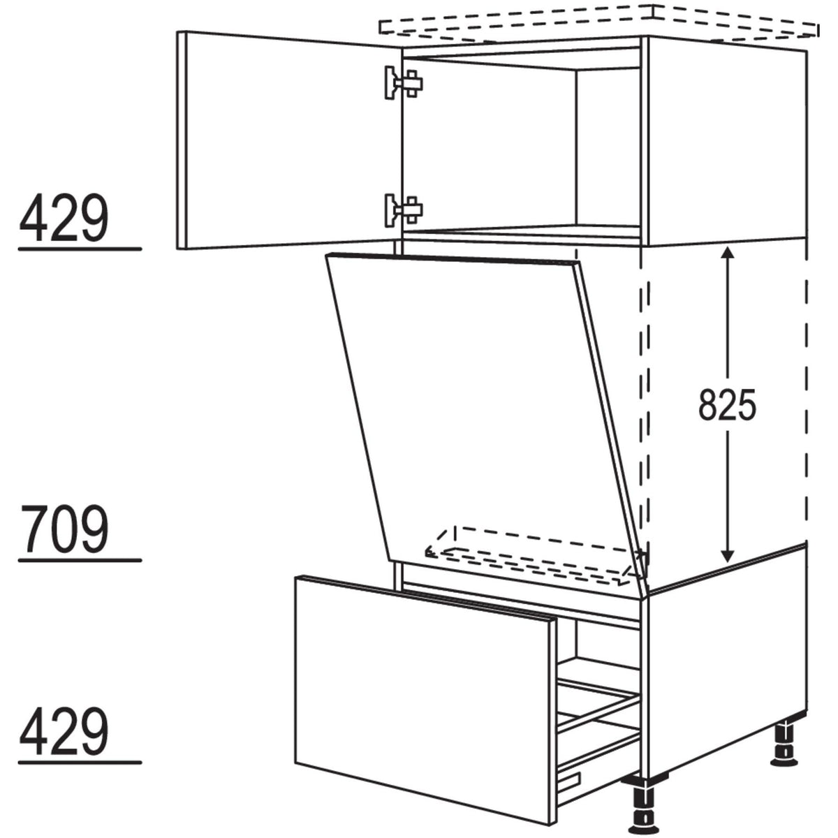 Nobilia XL-Geraete-Umbau Geschirrspueler geeignet fuer Nischenhoehe- 825 mm - GDGSP45-X 34531