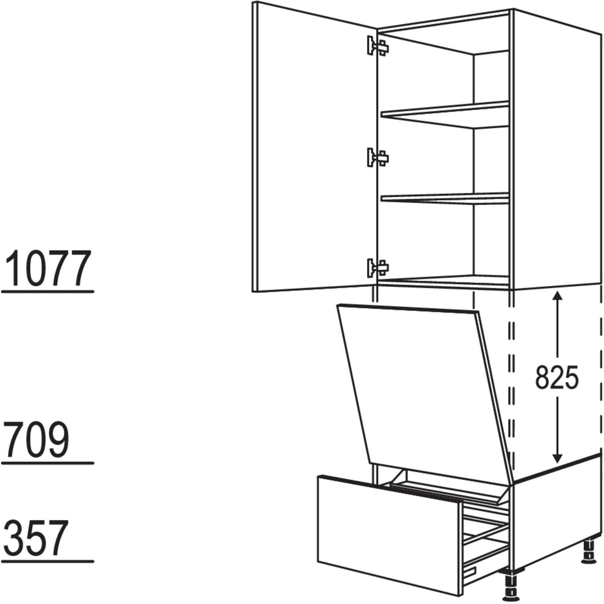 Nobilia XL-Geraete-Umbau Geschirrspueler geeignet fuer Nischenhoehe- 825 mm - GGSP60-2X 41813