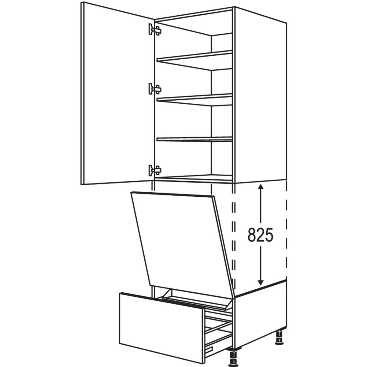 Nobilia XL-Geraete-Umbau Geschirrspueler geeignet fuer Nischenhoehe- 825 mm - GGSP60-3X 51813