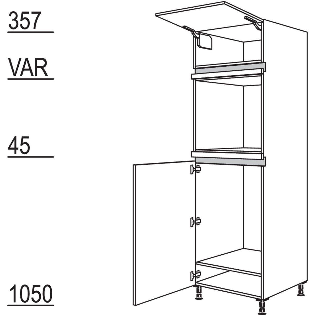 Nobilia XL-Geraete-Umbau Kuehlautomat und Backofen NG88O-2X 42334