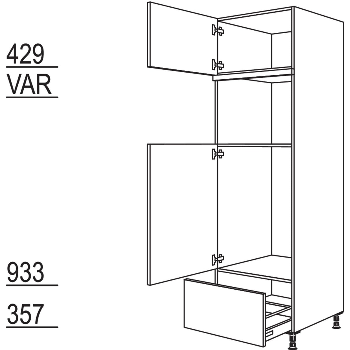 Nobilia XL-Geraete-Umbau Kuehlautomat und Mikrowelle - Dampfgarer - Kompaktgeraet G88MDKA-3X 53830