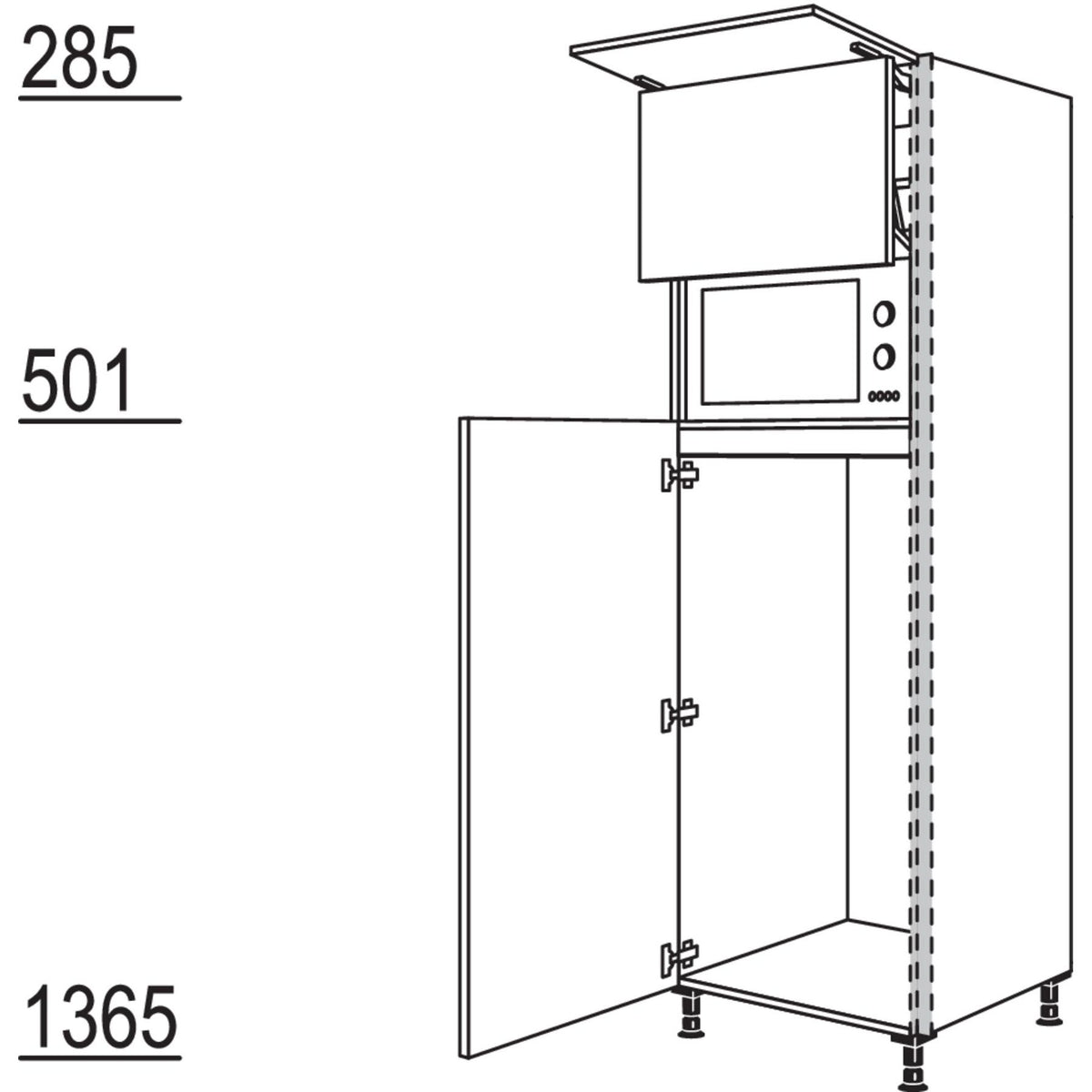 Nobilia XL-Geraete-Umbau Kuehlautomat und Mikrowelle mit Lifttuer NGS123L-2X 45985