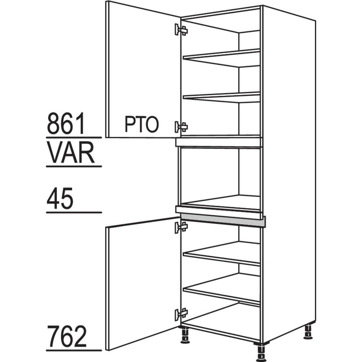 nobilia XL-Geraete-Umbau Mikrowelle LGM-2X 43352