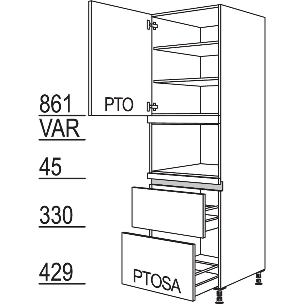nobilia XL-Geraete-Umbau Mikrowelle LGM2A-2X 43353