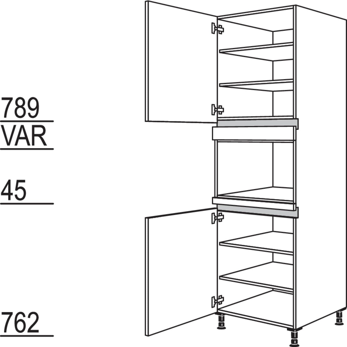 Nobilia XL-Geraete-Umbau Mikrowelle NGM-2X 43322