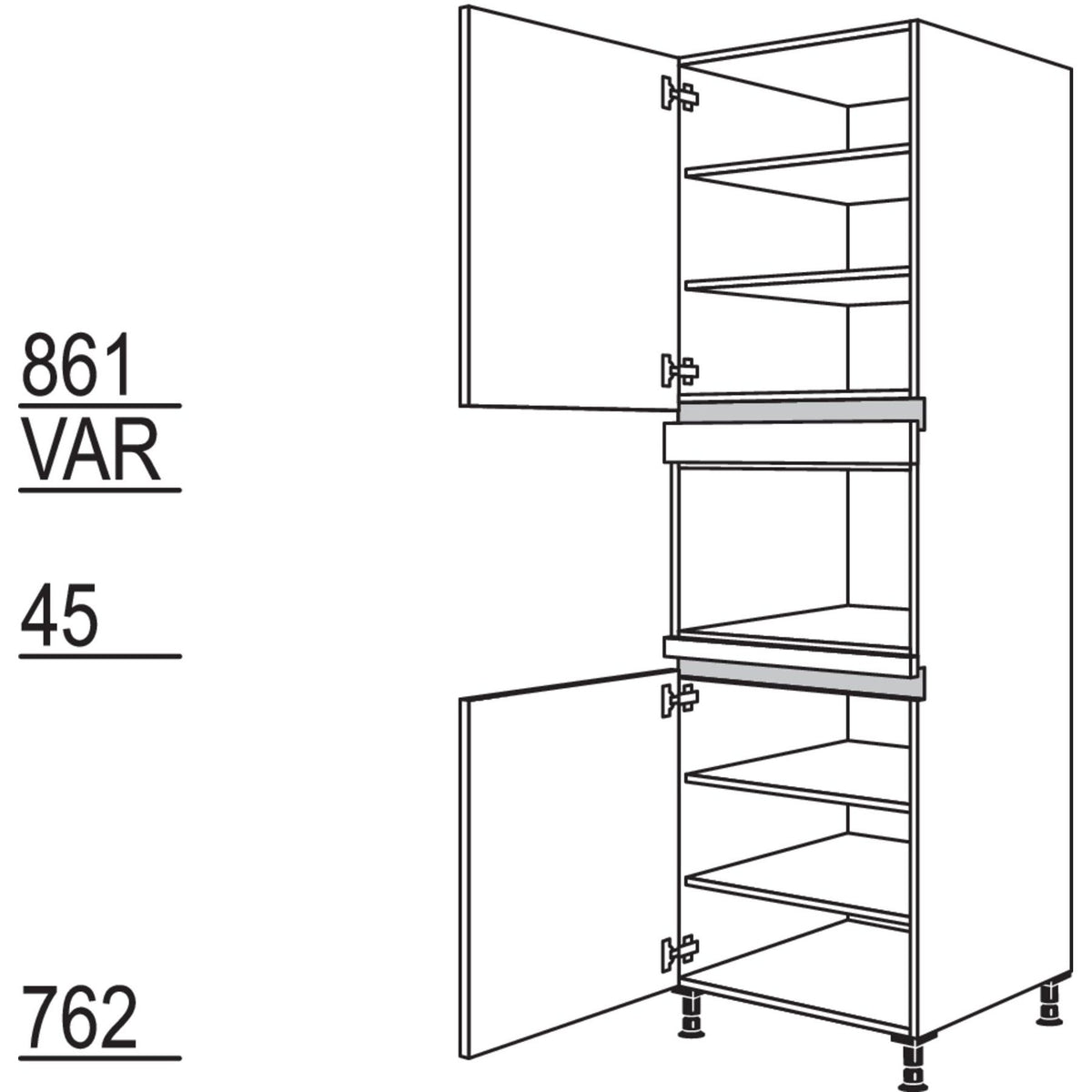 Nobilia XL-Geraete-Umbau Mikrowelle NGM-3X 53322