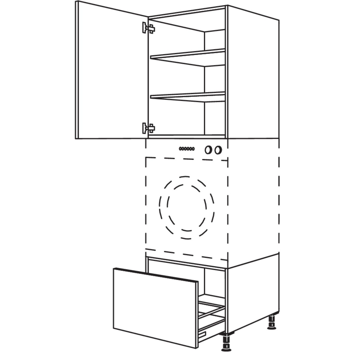 Nobilia XL-Geraete-Umbau Waschmaschine - Waeschetrockner GDWST60-2X 42878
