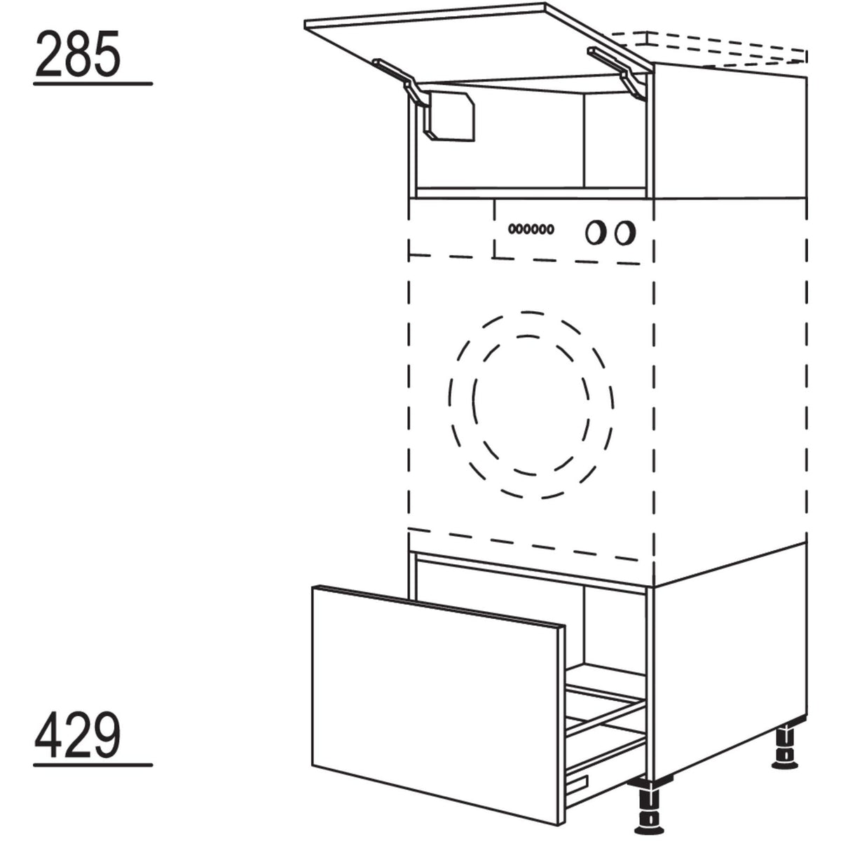 Nobilia XL-Geraete-Umbau Waschmaschine - Waeschetrockner GDWST60-X 34557