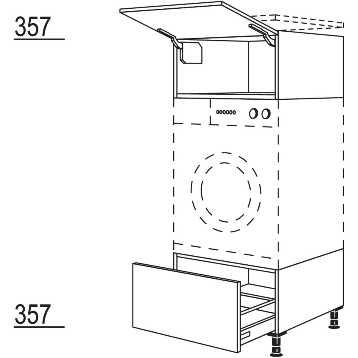 Nobilia XL-Geraete-Umbau Waschmaschine - Waeschetrockner GWST60-X 25557