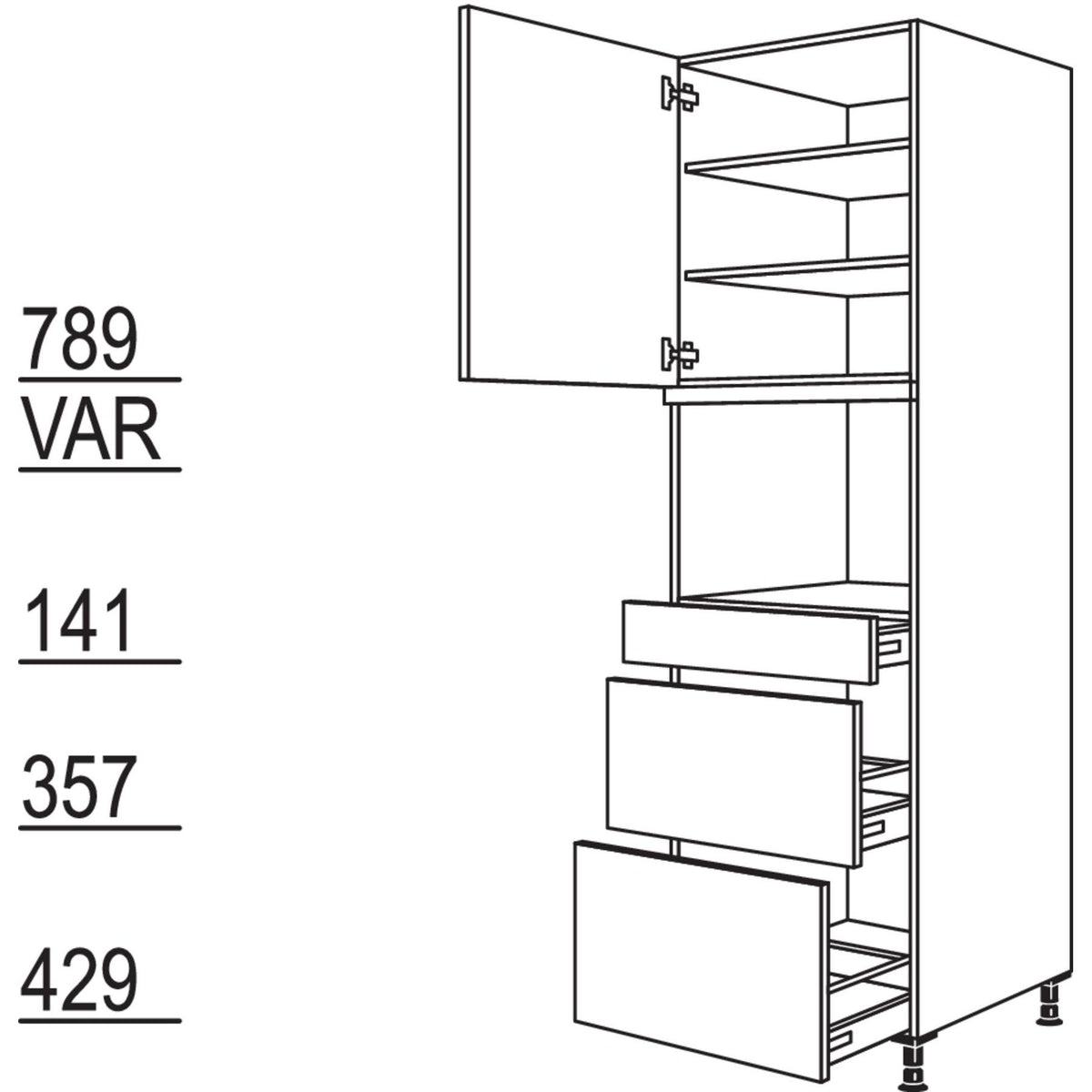 Nobilia XL-Geraete-Umbau fuer Dampfgarer - Kompaktgeraet GDDKS2A-3X 52742