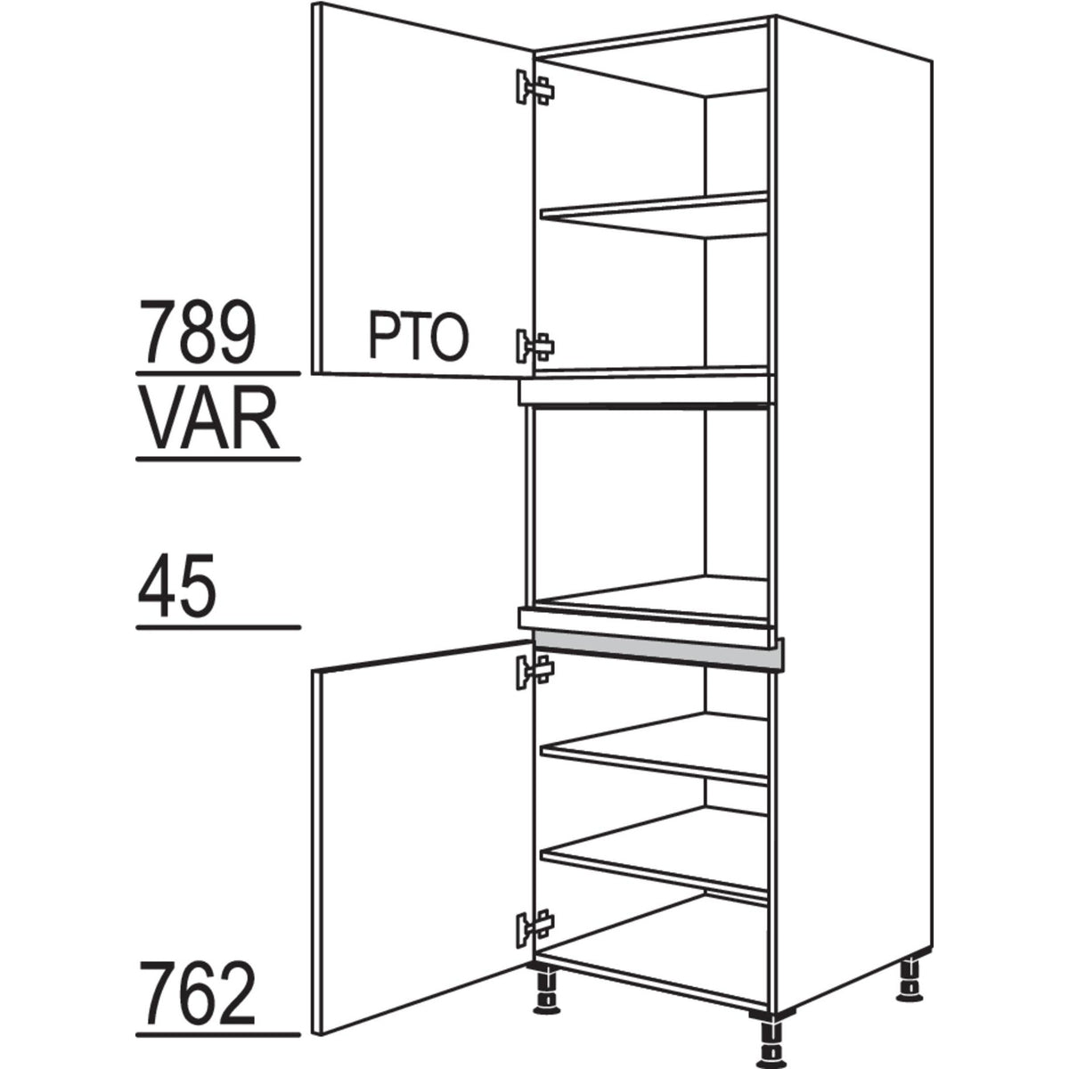 nobilia XL-Geraete-Umbau fuer Dampfgarer - Kompaktgeraet LGDK-2X 43343