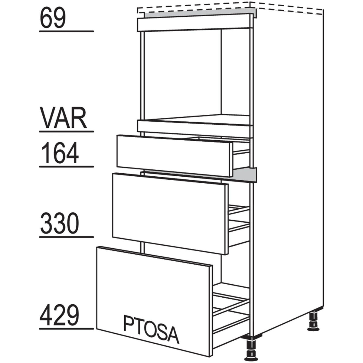 nobilia XL-Geraete-Umbau fuer Dampfgarer - Kompaktgeraet LGDKS2A-X 53420