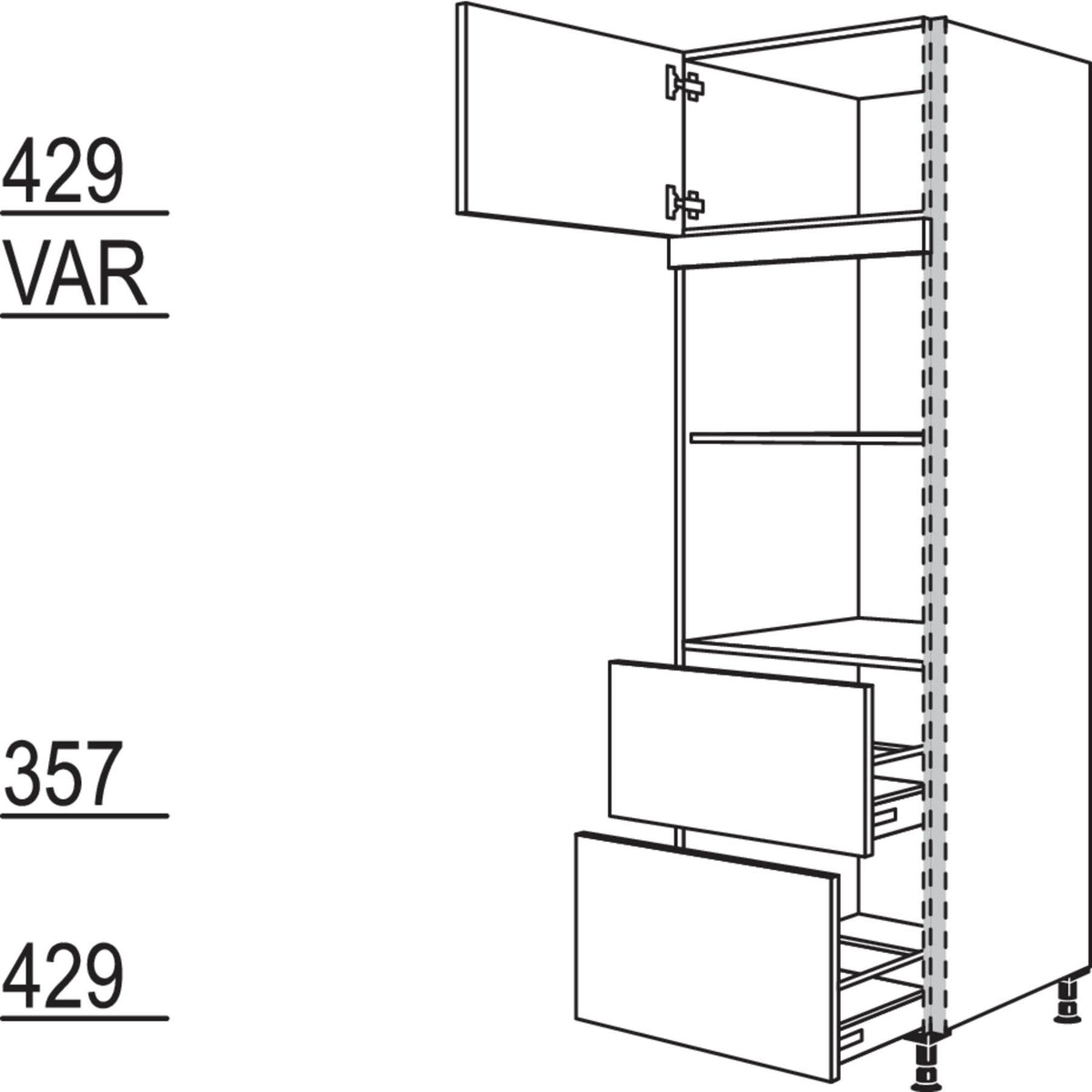 Nobilia XL-Geraete-Umbau fuer Mikrowelle und Dampfgarer - Kompaktgeraet NGSMDK2A-2X 45937