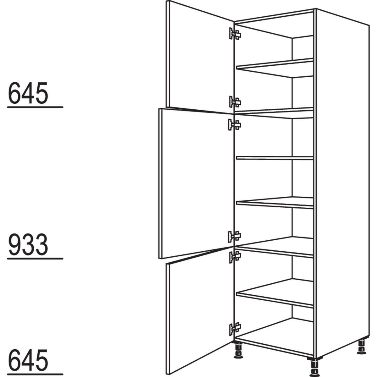 Nobilia XL-Geschirr-- Vorratsschrank H60-3X 53212