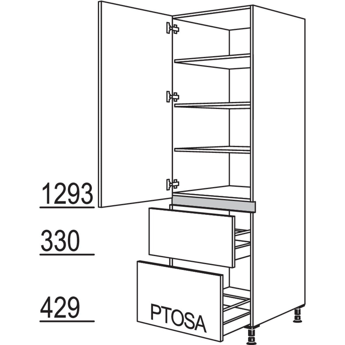 nobilia XL-Geschirr-- Vorratsschrank LH2A50-1X 32318