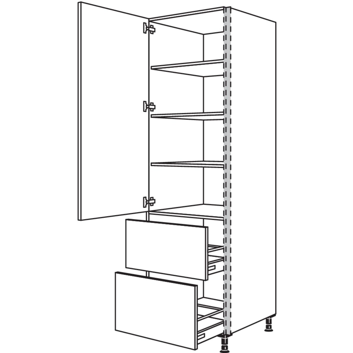 Nobilia XL-Geschirr-- Vorratsschrank NHS2A60-3X 56909