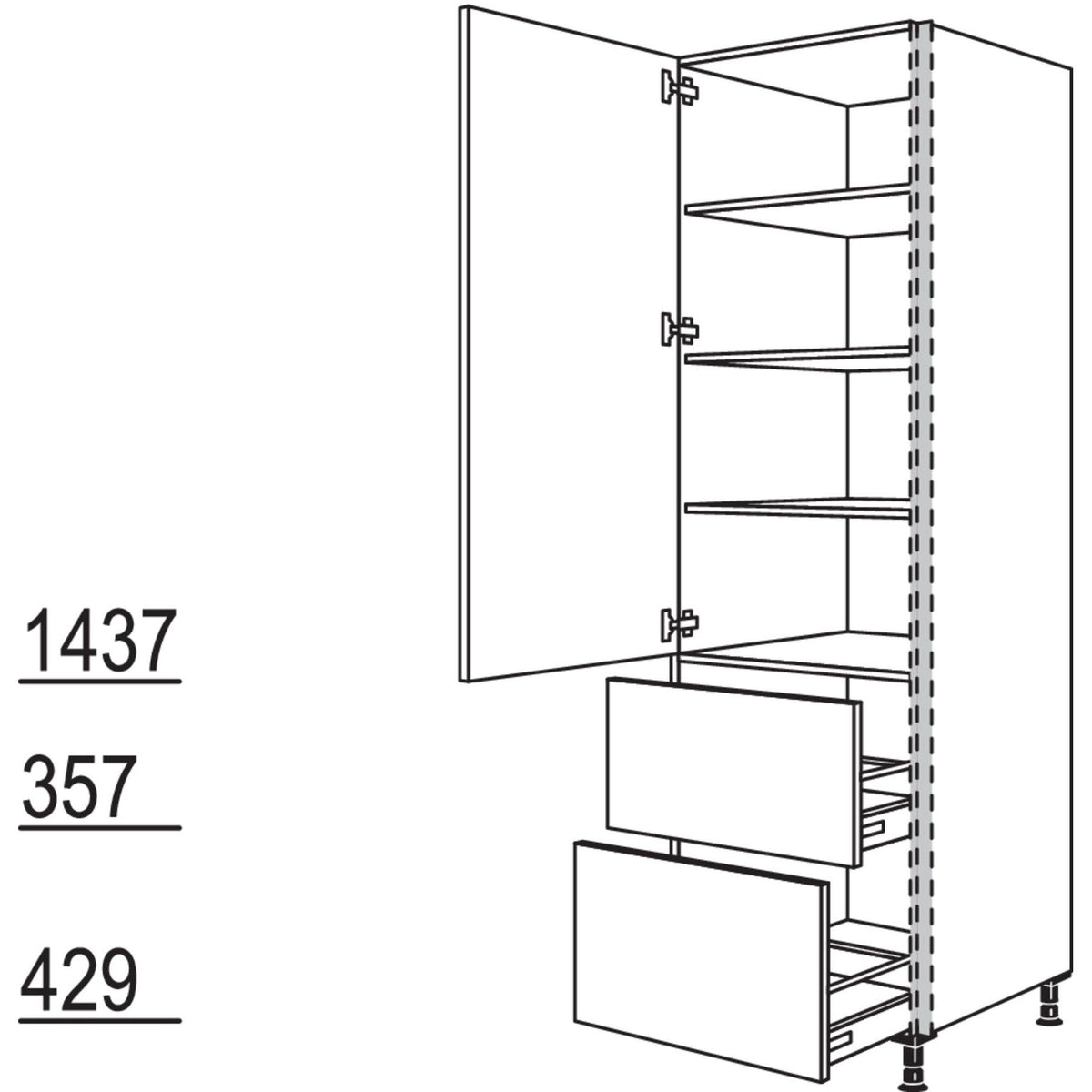 Nobilia XL-Geschirr-- Vorratsschrank NHS2A60-3X 56909