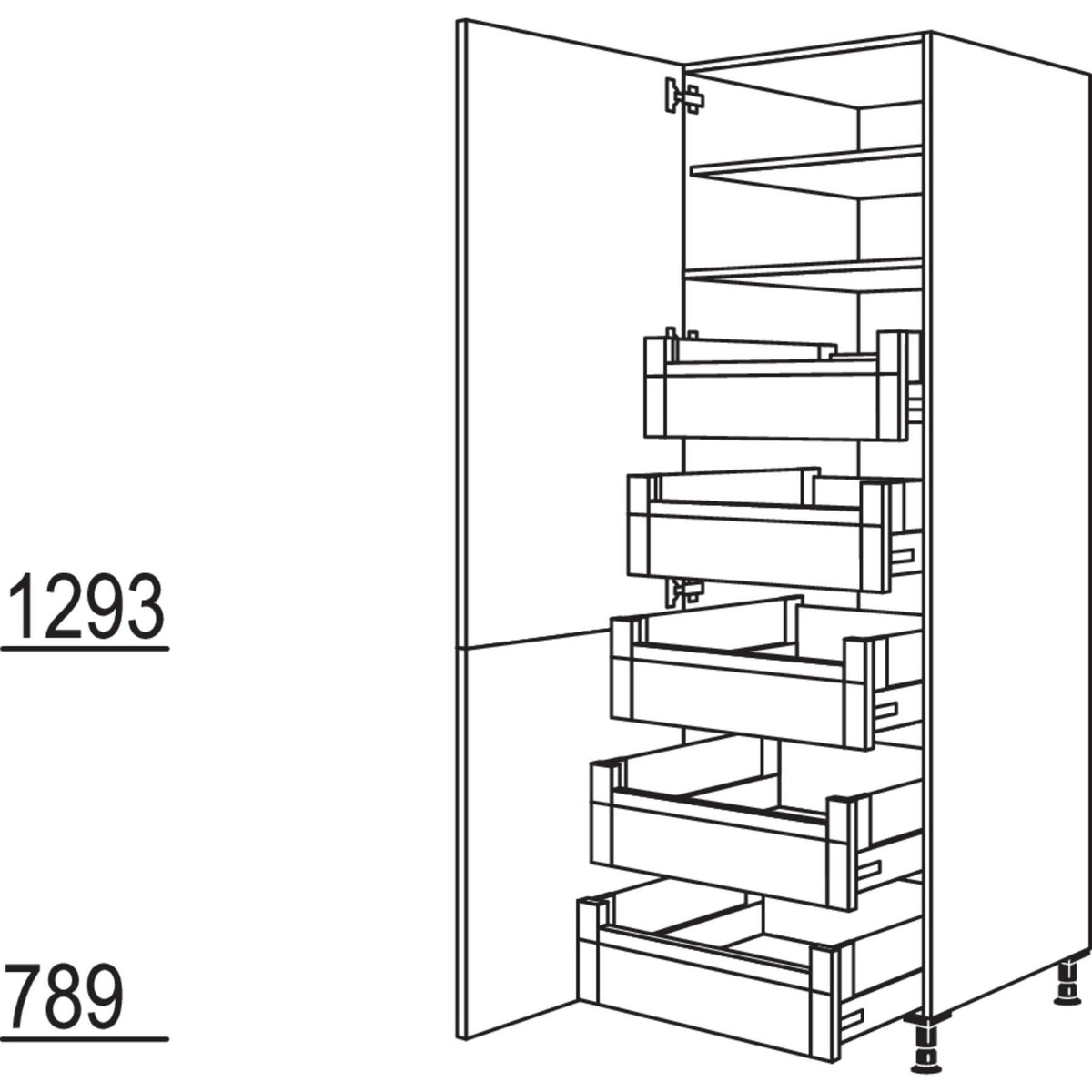 Nobilia XL-Hochschrank HDI40-1X 31247