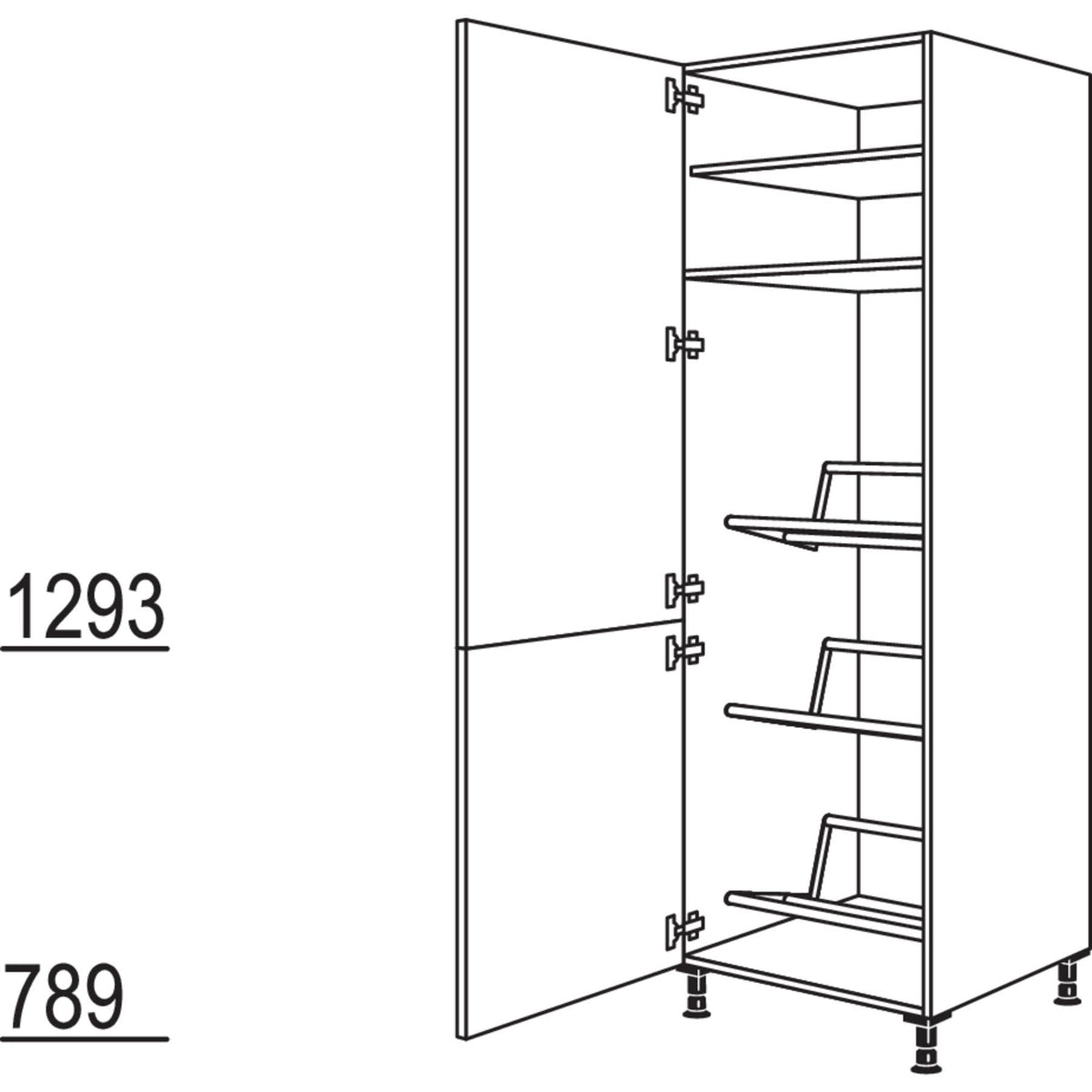 Nobilia XL-Hochschrank fuer Getraenkekisten HDGTK60-1X 34277