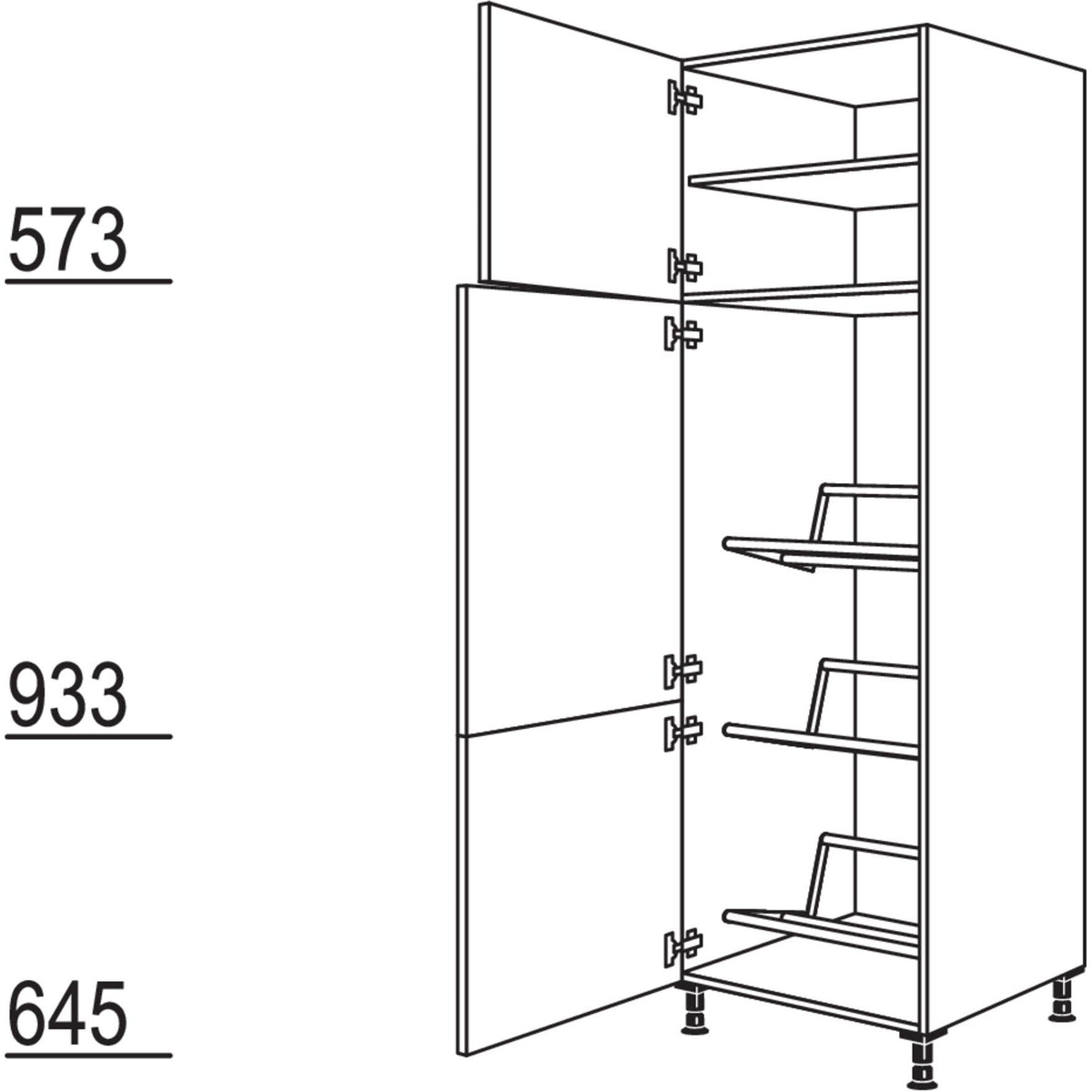 Nobilia XL-Hochschrank fuer Getraenkekisten HGTK60-2X 44276