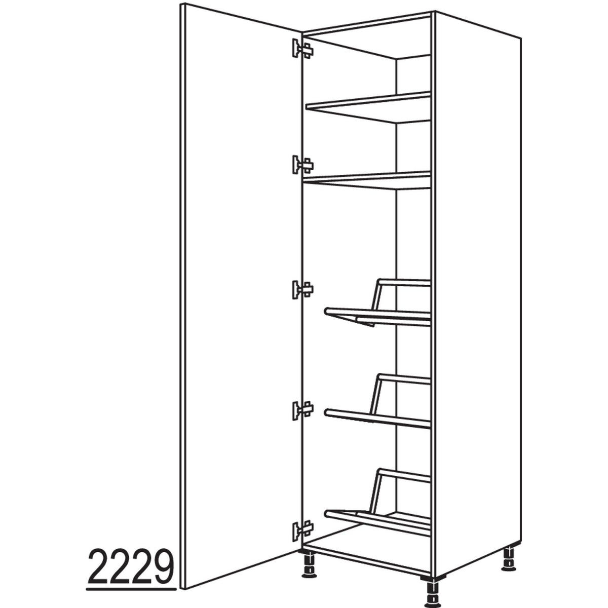 nobilia XL-Hochschrank fuer Getraenkekisten HGTKF60-3X 53210