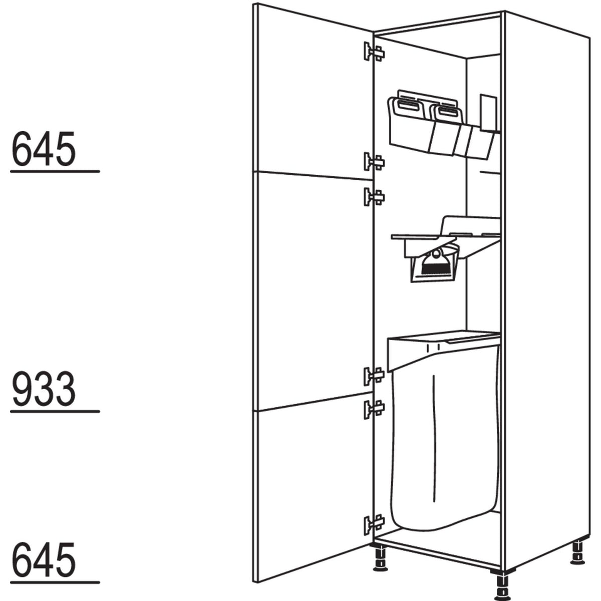Nobilia XL-Hochschrank mit Ordnungssystem Laundry-Area HOS60-3X 50240