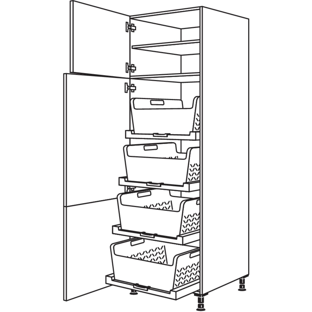 Nobilia XL-Hochschrank mit Waeschekorb-Tablar Laundry-Area HWTAB60-1X 30261
