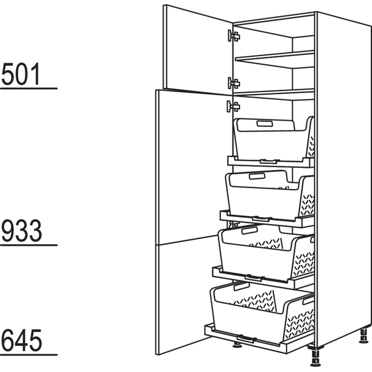 Nobilia XL-Hochschrank mit Waeschekorb-Tablar Laundry-Area HWTAB60-1X 30261
