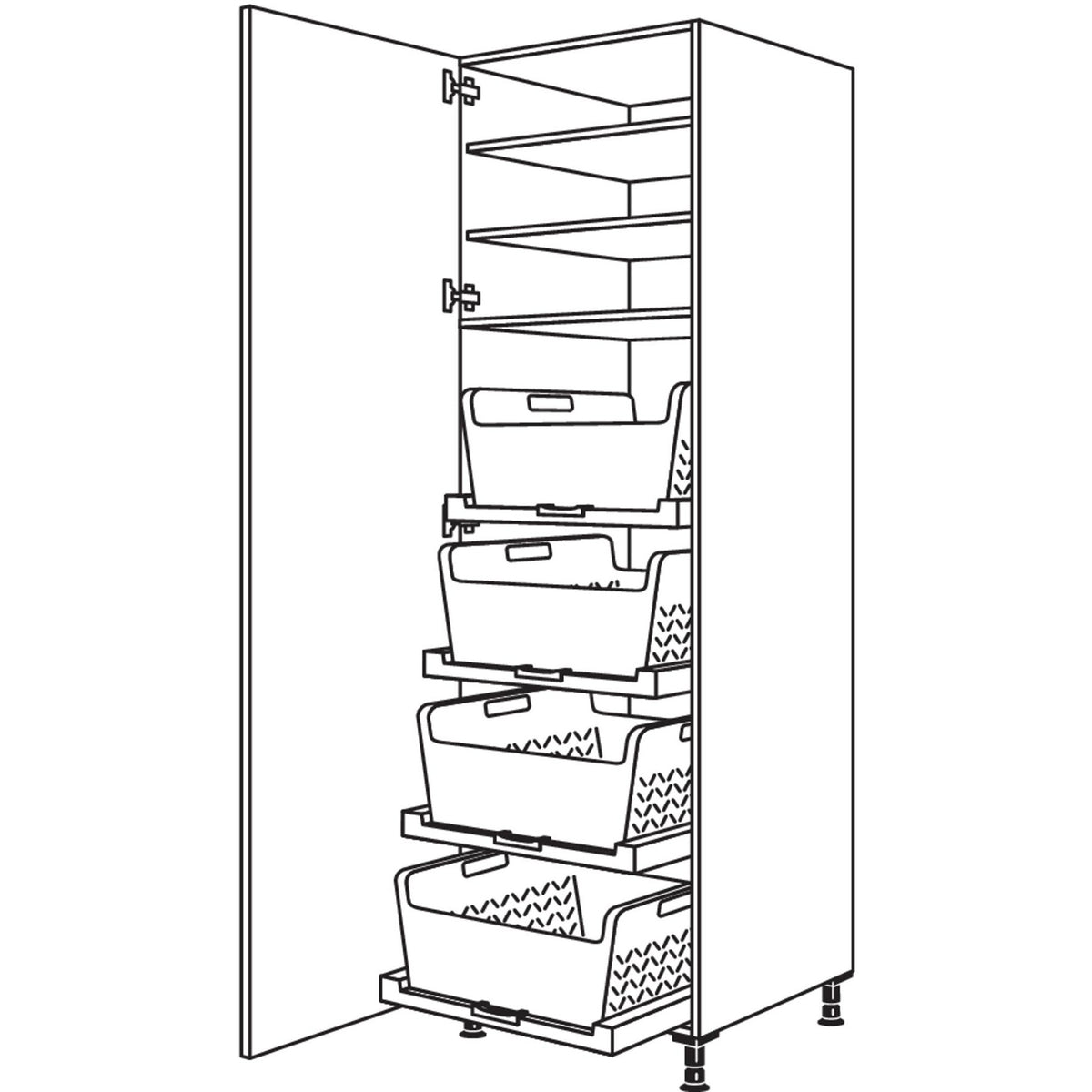 nobilia XL-Hochschrank mit Waeschekorb-Tablar Laundry-Area HWTABF60-3X 53207
