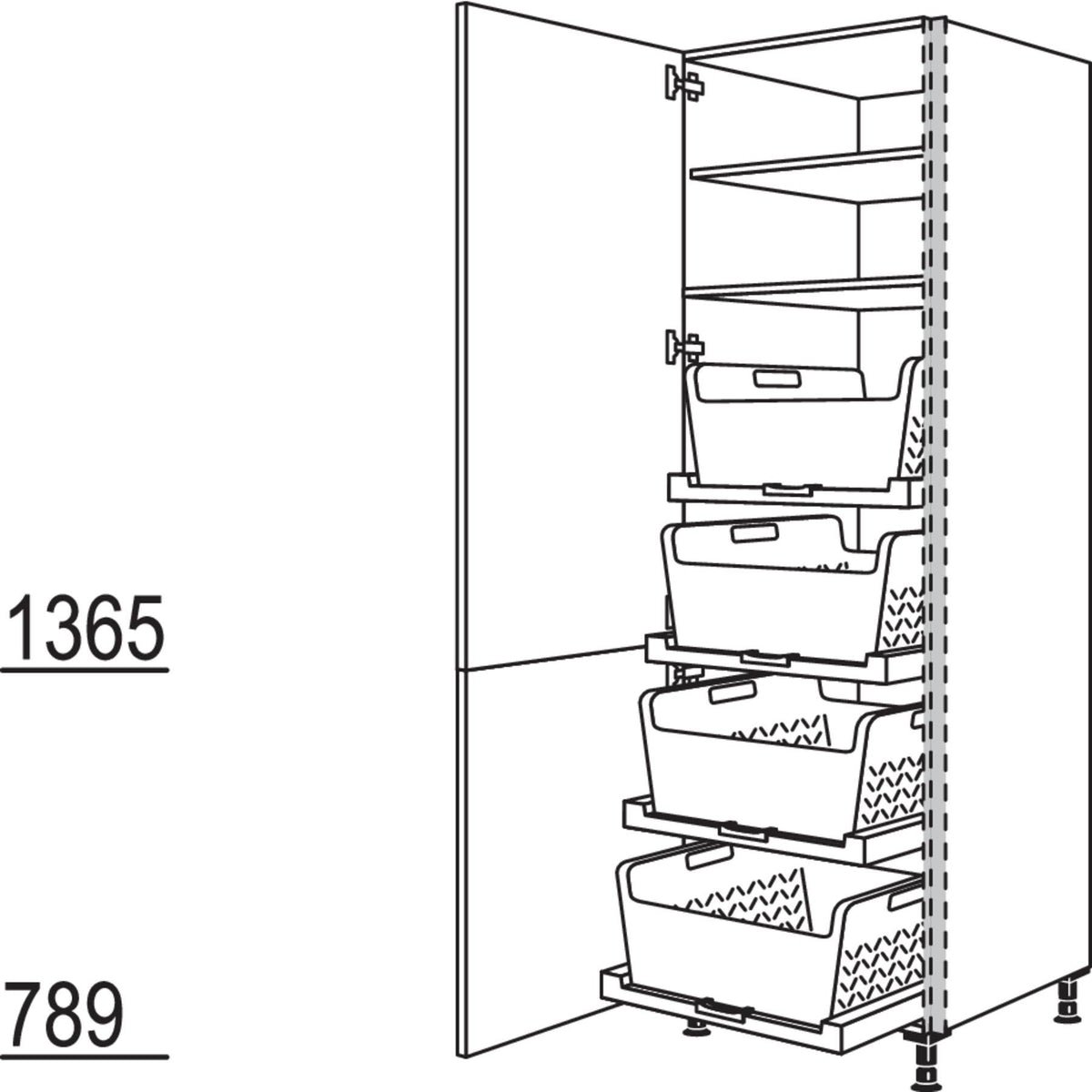 Nobilia XL-Hochschrank mit Waeschekorb-Tablar Laundry-Area NHSWTAB60-2X 45917