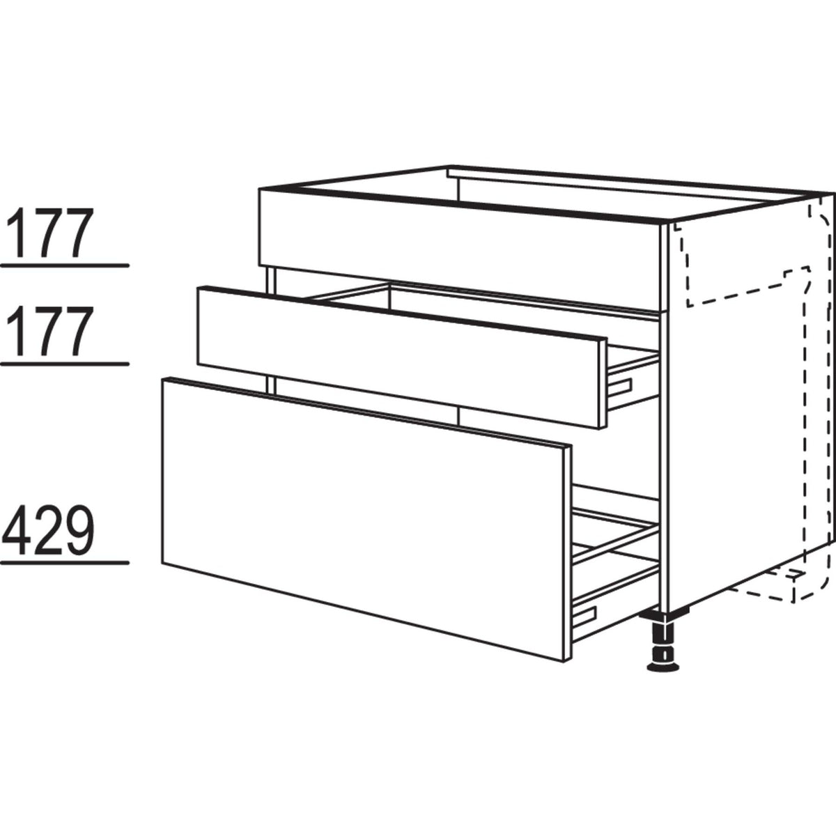 Nobilia XL-Kochstellenschrank fuer Kochfeldabzug KDMSA100-X 44351