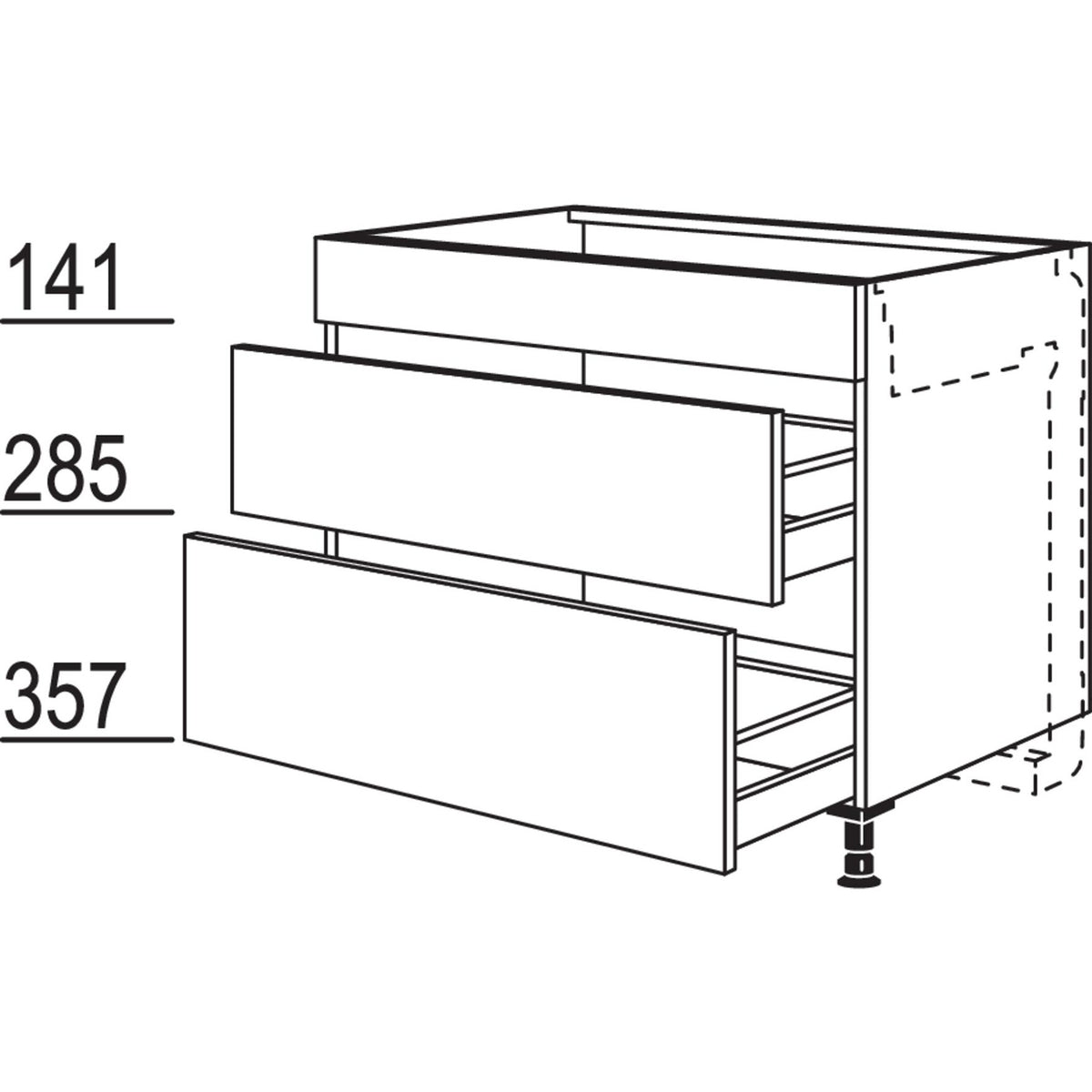 nobilia XL-Kochstellenschrank fuer Kochfeldabzug KM2A100-X 33381