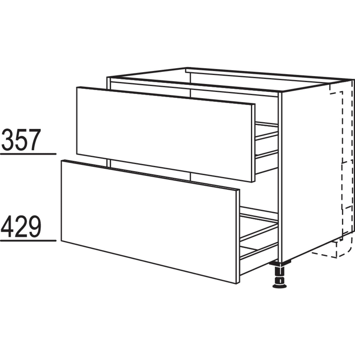 nobilia XL-Kochstellenschrank fuer Panorama-Kochfeldabzug mit vertikalem Motor KDMP2A100-X 35358