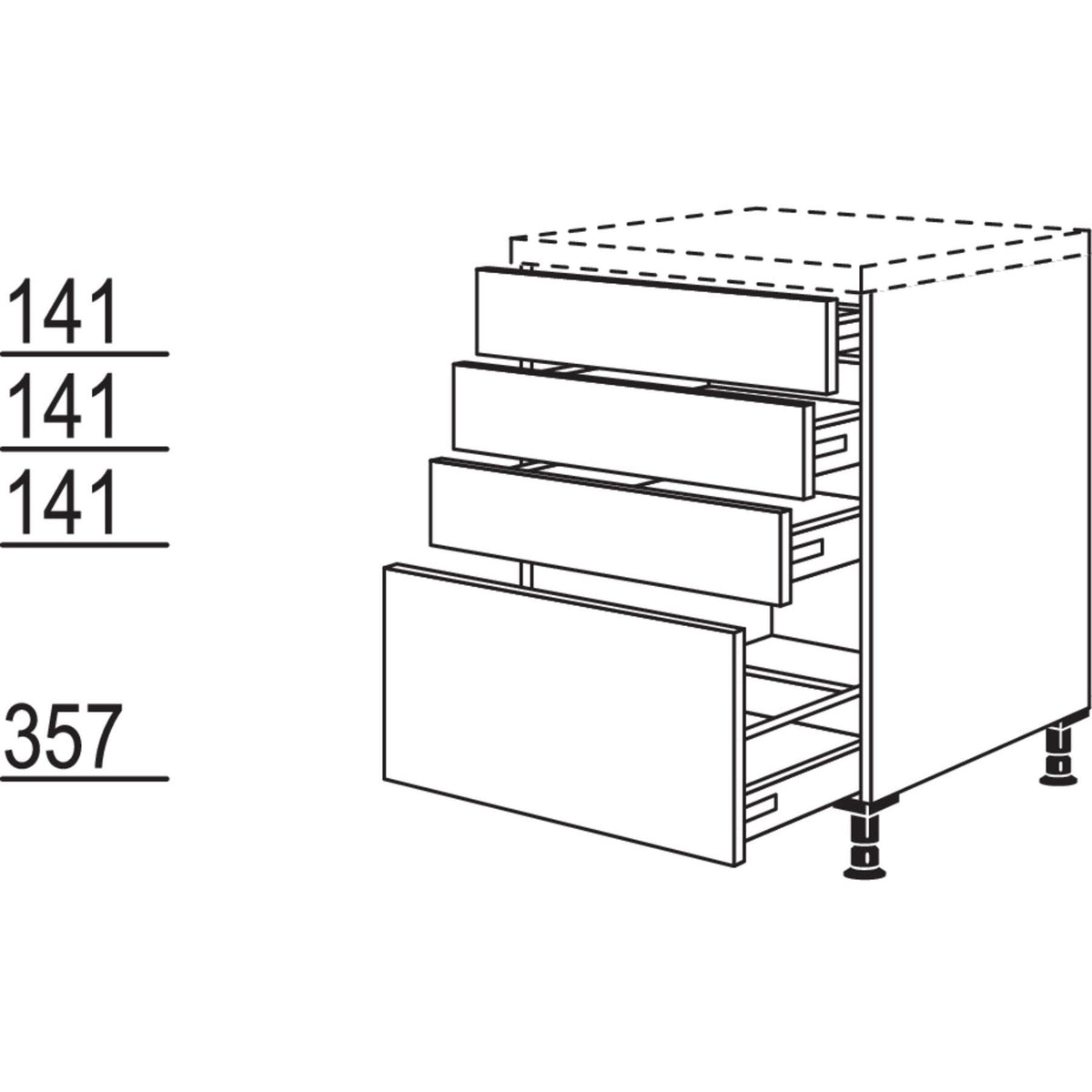 Nobilia XL-Schubkastenschrank U3SA60-X 37048