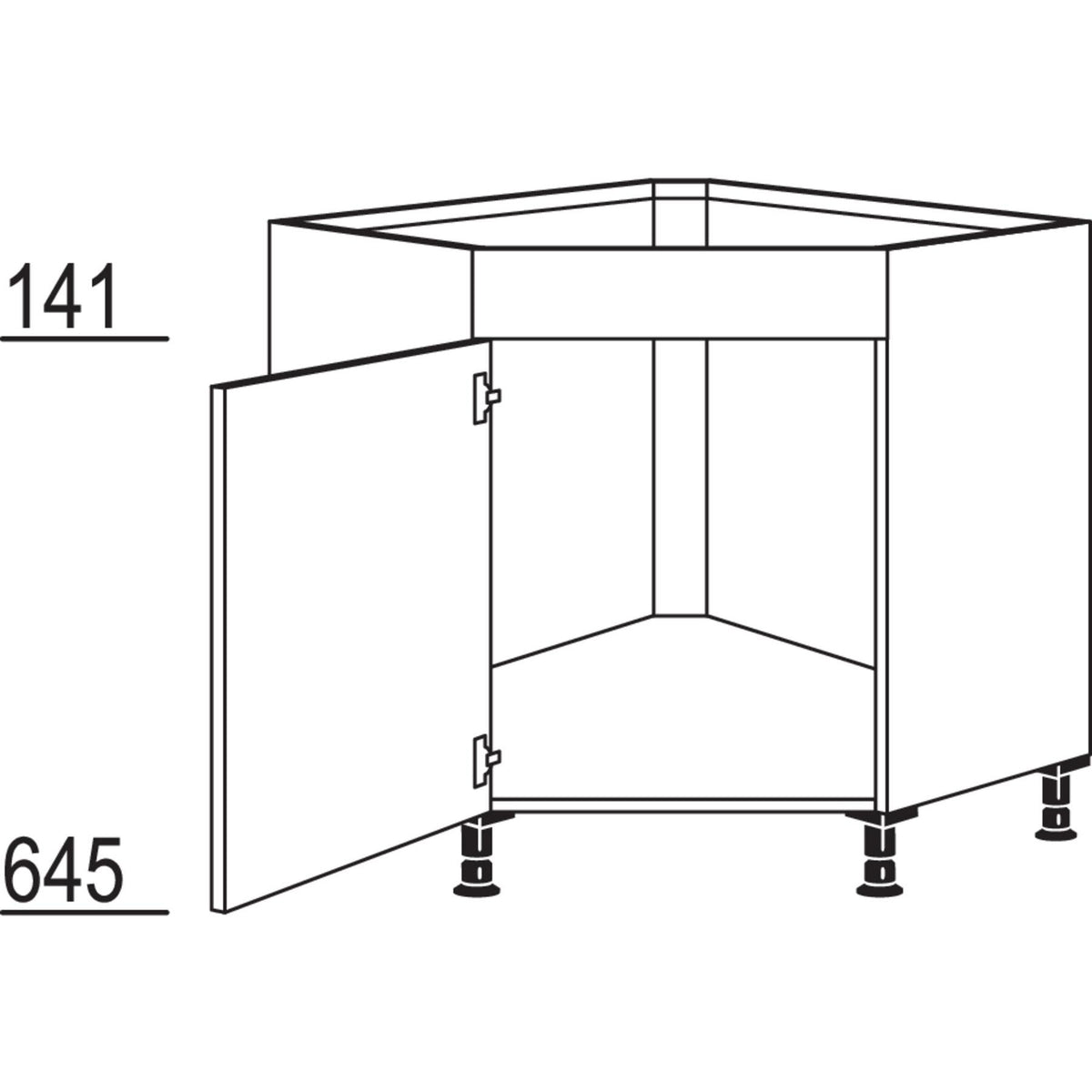 Nobilia XL-Spuelen-Eckschrank- diagonal SPUE90-X 33152