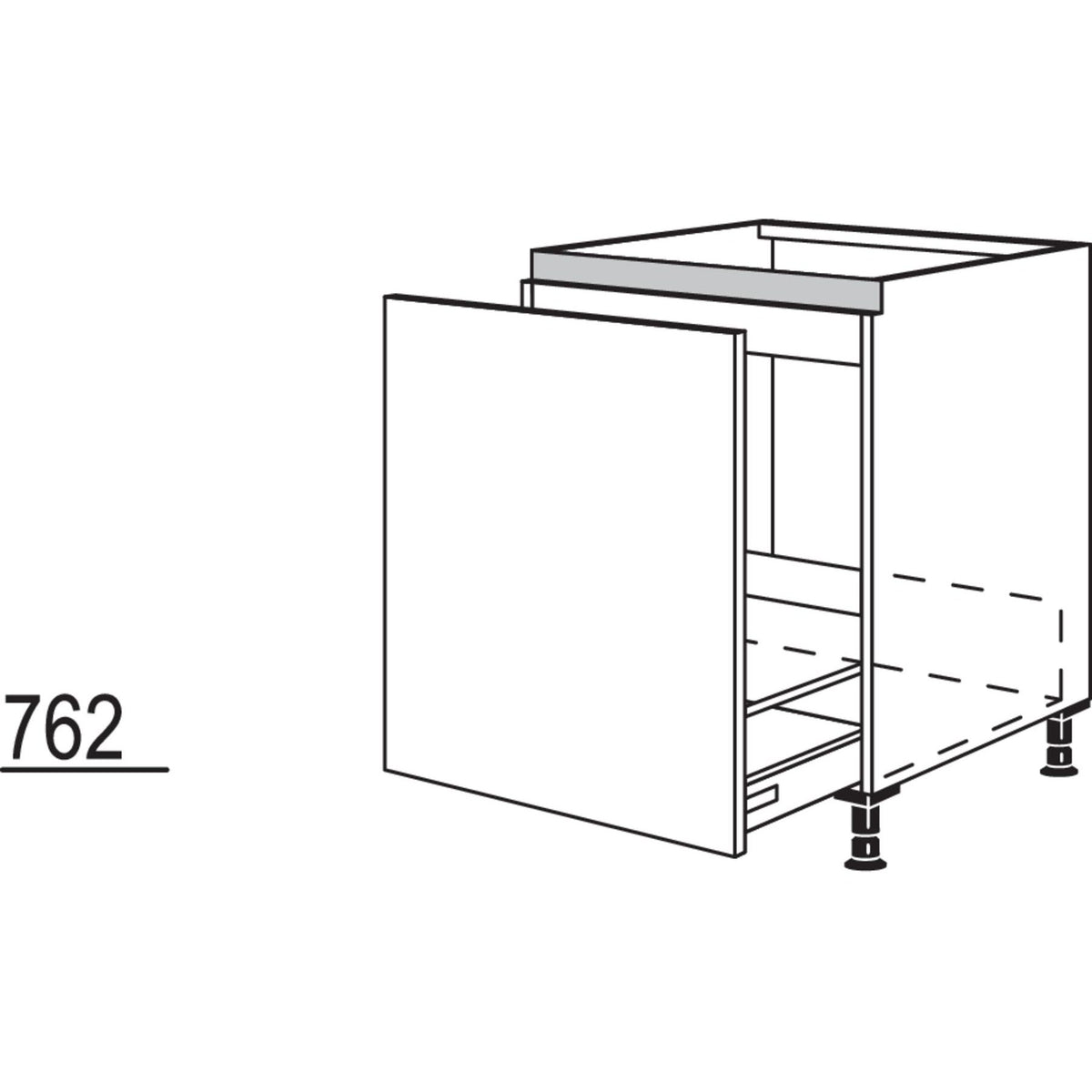 Nobilia XL-Spuelenschrank fuer bauseitige Wertstoffbehaelter-Systeme NSPUA-BW60-X 55296