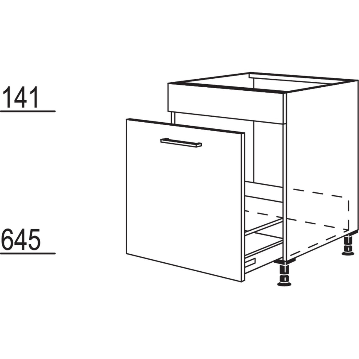 Nobilia XL-Spuelenschrank fuer bauseitige Wertstoffbehaelter-Systeme SPUA-BW60-X 37286
