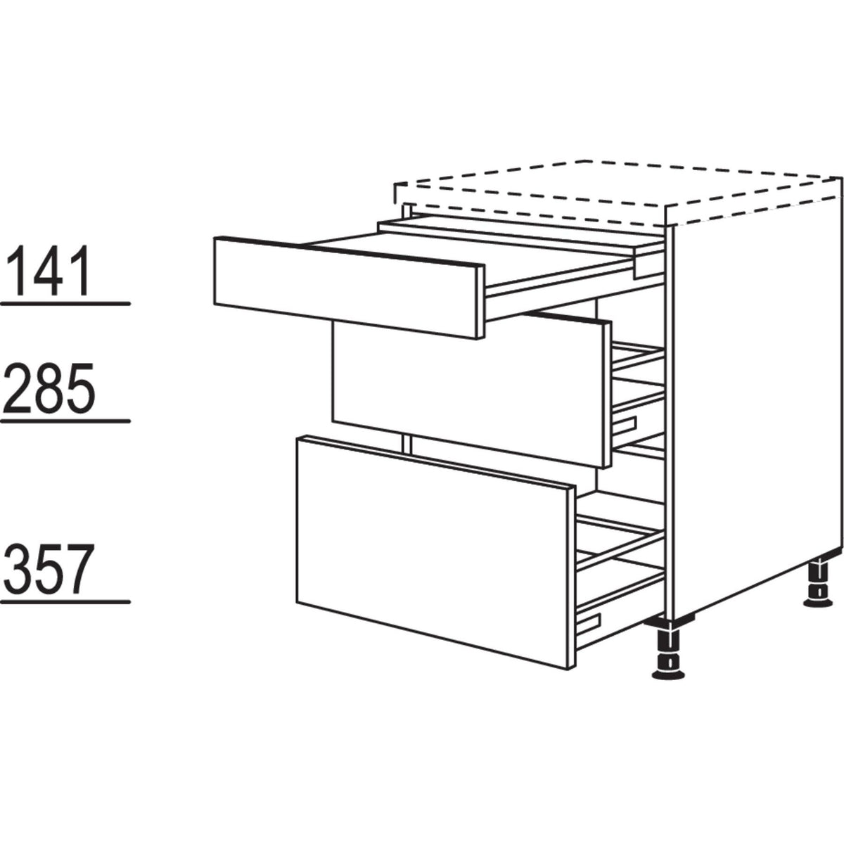 Nobilia XL-Unterschrank Ausziehtisch UT2A60-X 33146