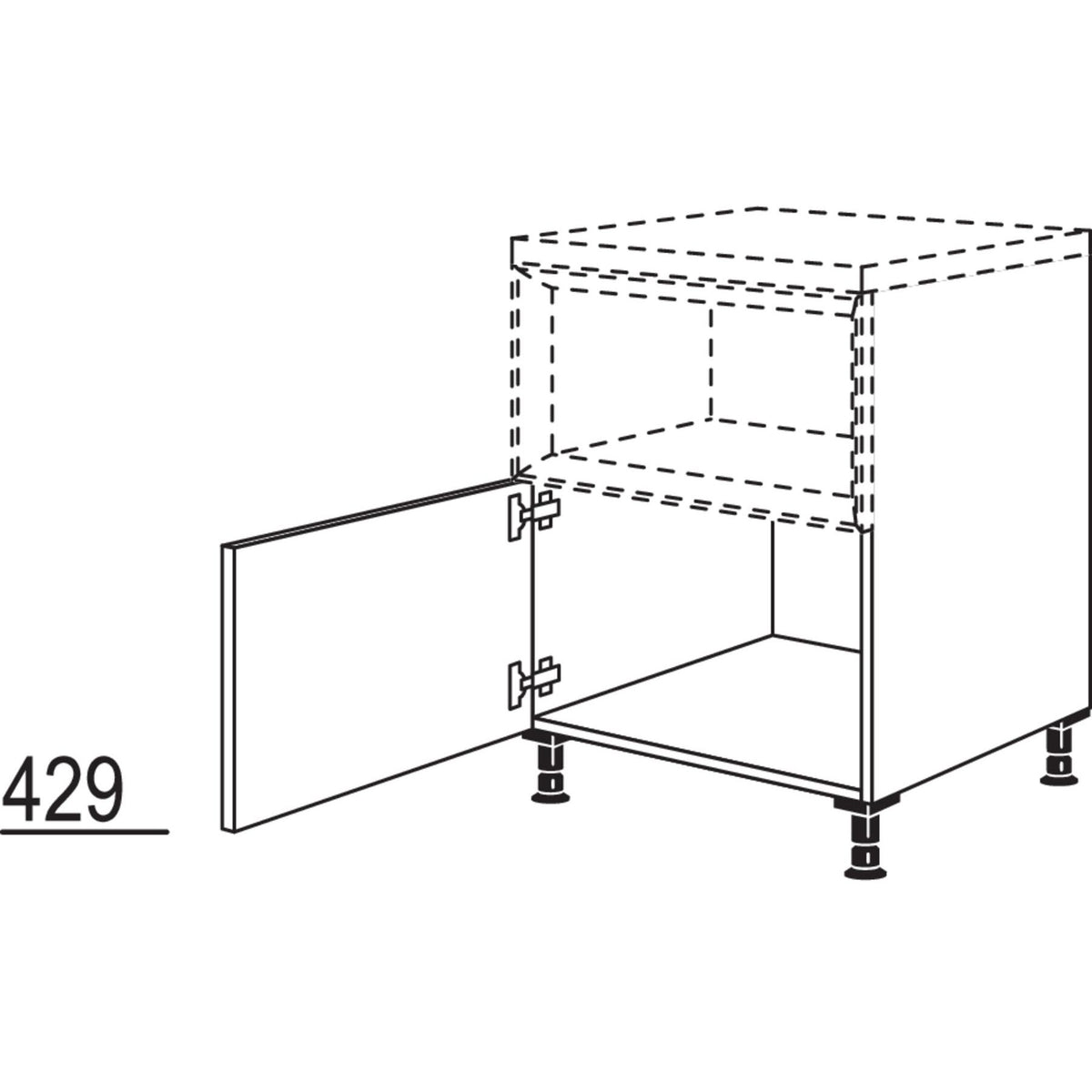 Nobilia XL-Unterschrank fuer Regaleinsatz Case UC50-X 37175
